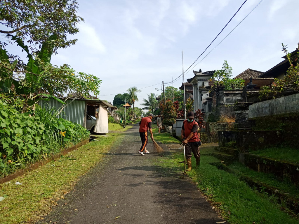 Petugas TKL Desa Petang Membersihkan Lingkungan ,di Wilayah Br Kerta